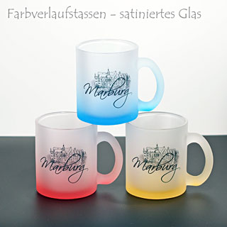 Farbverlaufstassen - satiniertes Glas - Marburg-Impressionen.de
